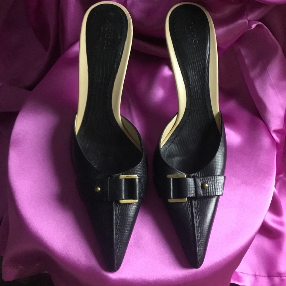 GUCCI Authentic  Sz. 7.5B  4” Heels, Black Slip-On
